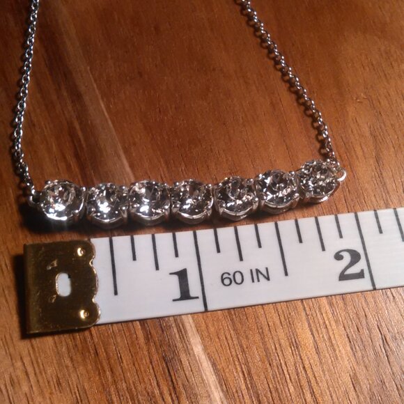 White Crystal Sterling Silver and Stainless Steel Necklace - Picture 3 of 13